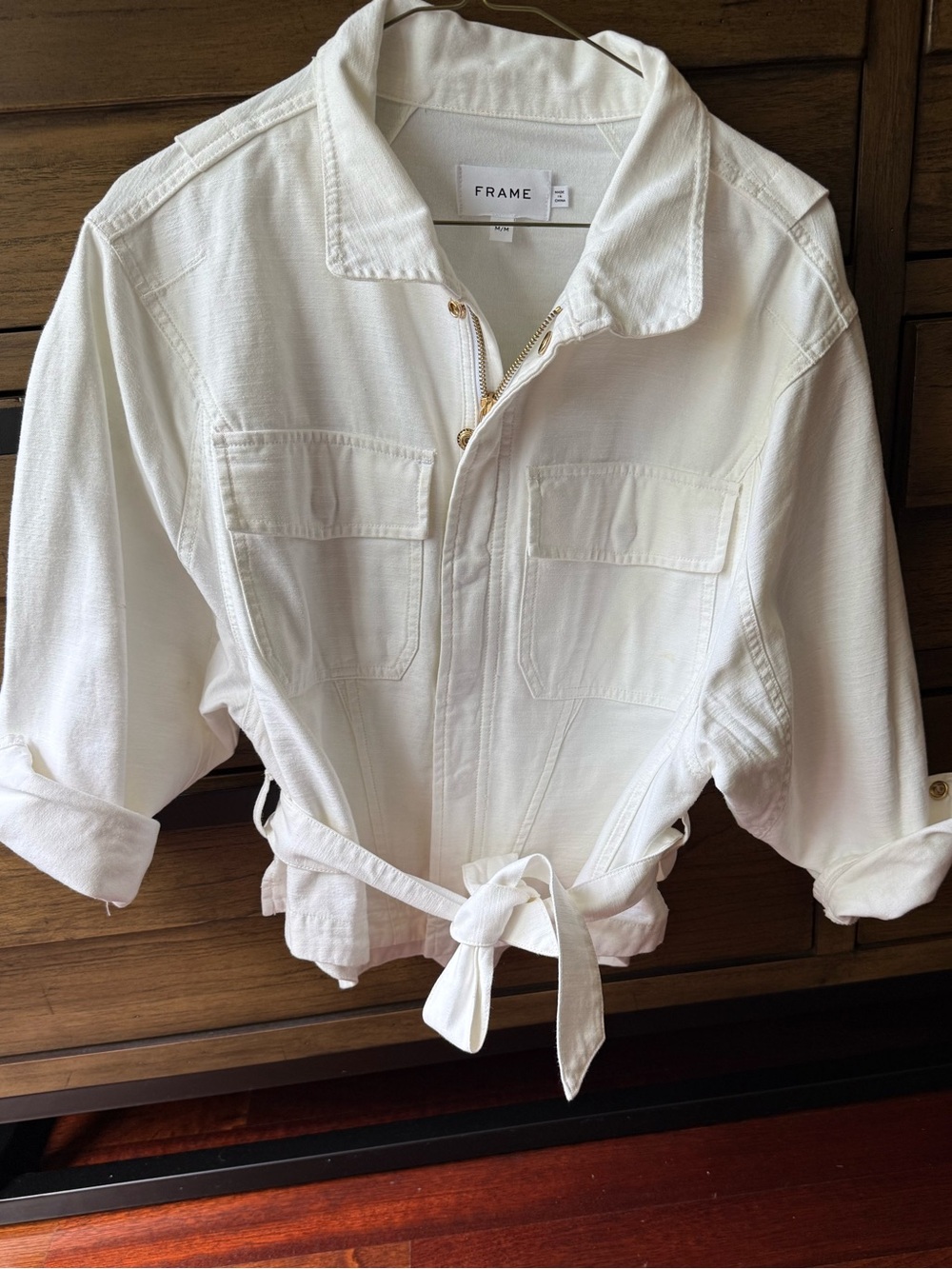 FRAME White Belted Utility Jacket Shacket Size Medium